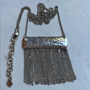 Retired Brighton Marrakesh tassel fringe long necklace silver plated